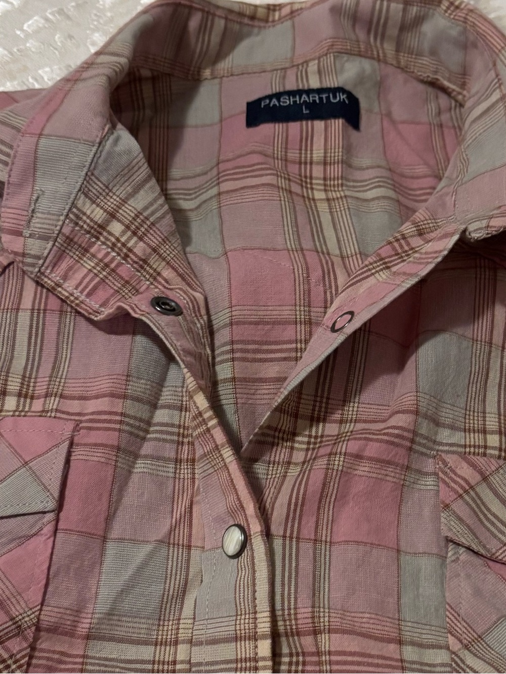 Woman’s Pink Plaid Button-Down Shirt